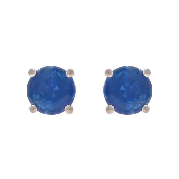 White Gold Sapphire Stud Earrings 18k Round 1.20ctw Pierced